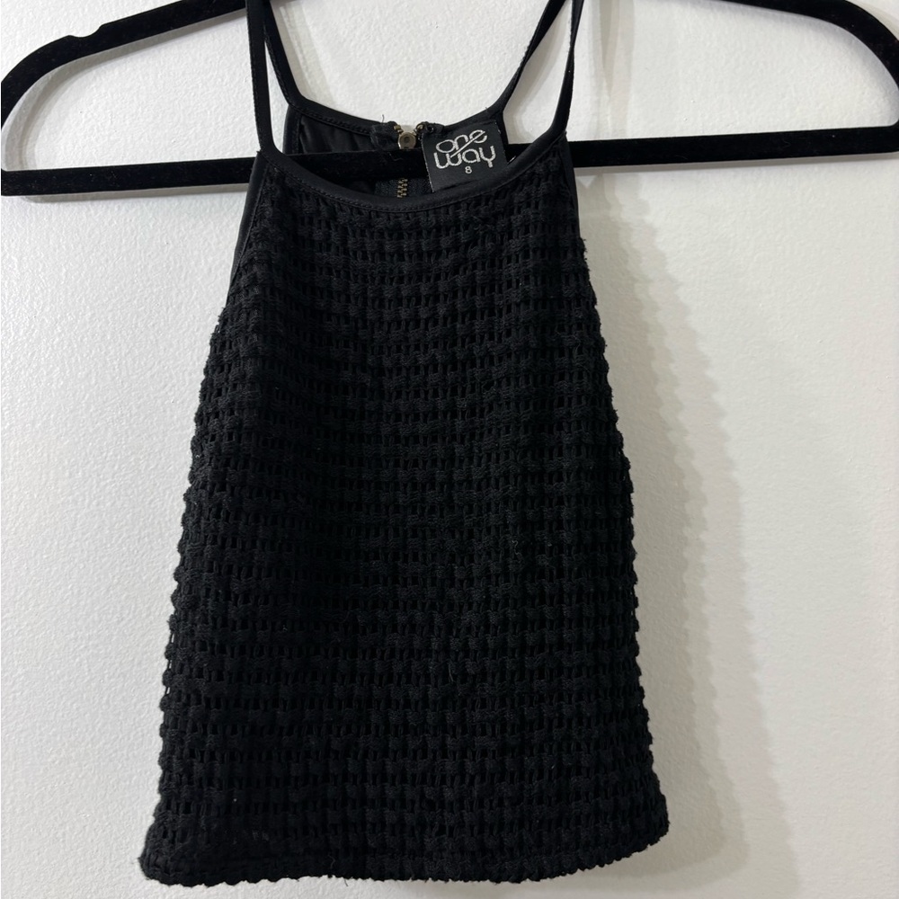 Black Waffle Knit Top